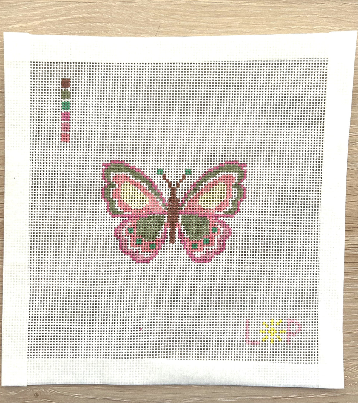 Pink Butterfly Needlepoint Canvas